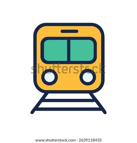 Subway train icon on the tracks. Icon symbol illustration