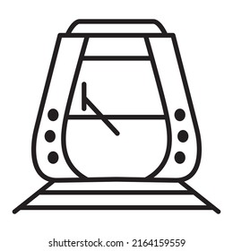 Subway train icon.Subway locomotive front view.Electric train outline.Isolated on white background Line art vector illustration.