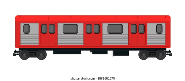 Subway train illustration, tube station flat train icon. Underground metro vector