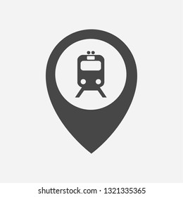 subway train in location marker pin icon.