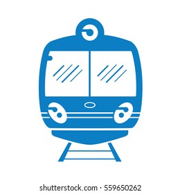 Subway train locomotive front view sign, vector icon isolated.