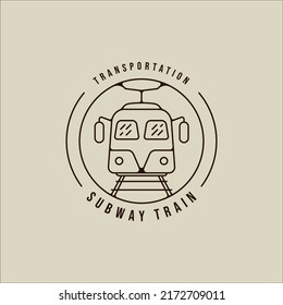 subway train logo line art vector simple minimalist illustration template icon graphic design. railway transportation sign or symbol for business or travel transport concept with circle badge