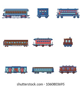 Subway train metro icons set. Cartoon illustration of 9 subway train metro vector icons for web