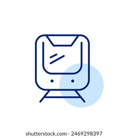 Subway train on rails. Public transportation. Pixel perfect, editable stroke vector icon