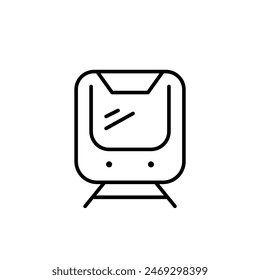 Subway train on rails. Public transportation. Pixel perfect, editable stroke vector icon