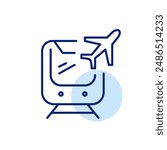 Subway train and plane. Airport transit. Efficient commuting for international travellers. Pixel perfect vector icon