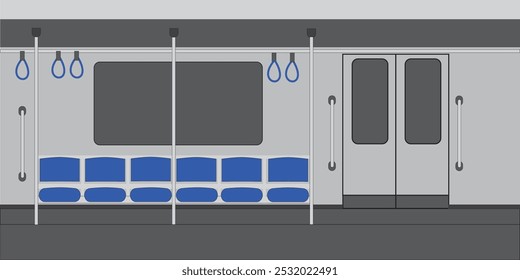 Tren subterráneo. Vista lateral de un moderno metro con puertas cerradas