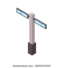 Subway or train station post with arrows showing direction isometric vector illustration