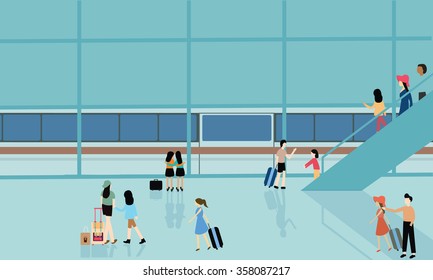 subway train station vector illustration busy terminal people waiting travel