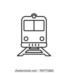 Subway, train or tram outline icon. Vector isolated transportation symbol.