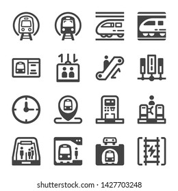 subway train and subway transportation icon set,vector and illustration