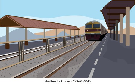 Subway train transportation in old city .Illustration - Vector