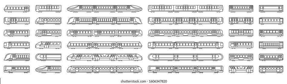 Subway train vector illustration on white background .Set line icon transport metro.Vector illustration set icon subway train.