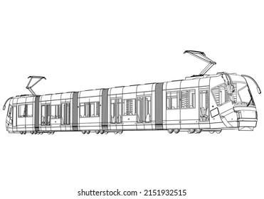 Subway Train Vector Illustration On White Background. Vector Illustration Set Icon Subway Train.