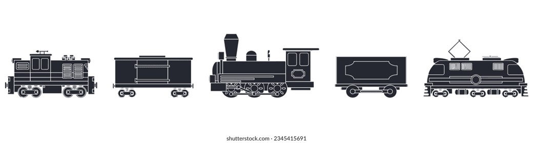 Subway train vector illustration on white background .Set black icon transport metro.Vector illustration set icon subway train.