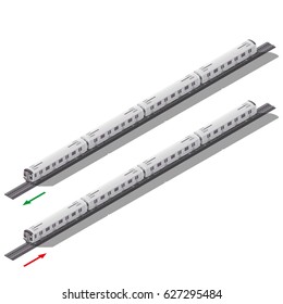 Subway trains in both directions isometric icon set vector graphic design