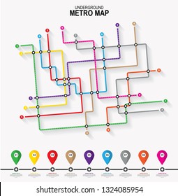 Subway tube map. City transportation vector grid scheme. Metro underground map. DLR and crossrail map design template.