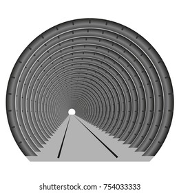 A subway tunnel or car underground. The construction of tubing. Light at the end of the tunnel. Exit or entry somewhere
