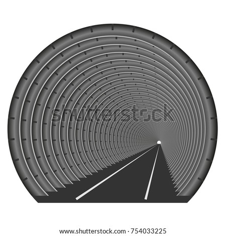 A subway tunnel or car underground. The construction of tubing. Light at the end of the tunnel. Exit or entry somewhere