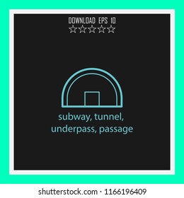 subway, tunnel, underpass, passage vector icon