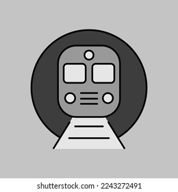 U-Bahn-U-Bahn-Bahn-Graustufen-Vektorsymbol. Graph Symbol für Reise- und Tourismus Website und Apps Design, Logo, App, UI