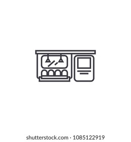subway vector line icon, sign, illustration on background, editable strokes