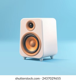 Subwoofer audio bass dynamic sound system acoustic music broadcasting electronic entertainment 3d icon realistic vector illustration. Portable musical party volume playing stereo boombox technology