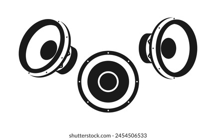 subwoofer audio loudspeaker icon set. vector illustration isolated on white background.