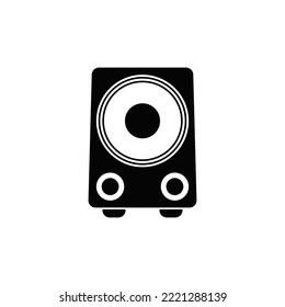 Subwoofer icon in black flat glyph, filled style isolated on white background