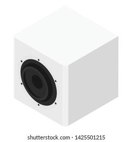 Subwoofer isometric view isolated on white background. Professional music studio equipment