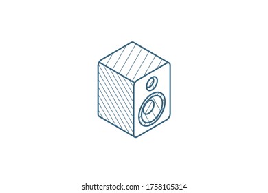 subwoofer speaker isometric icon. 3d vector illustration. Isolated line art technical drawing. Editable stroke