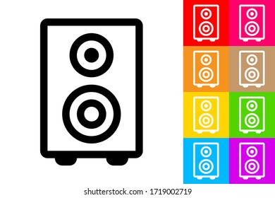 Subwoofer Speaker. Line Icon With Different Color Background.