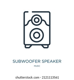 subwoofer speaker thin line icon. subwoofer, technology linear icons from music concept isolated outline sign. Vector illustration symbol element for web design and apps.