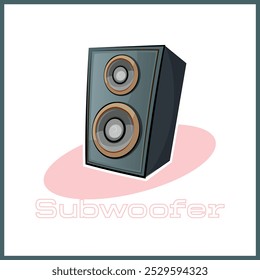 Subwoofer Vector Illustration Art, Sound System Sticker Design, Subwoofer Sign and Symbol, Electronic Devices Vector Collection