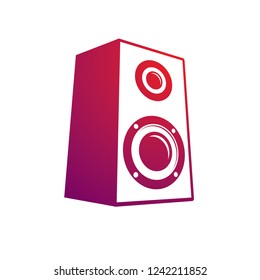 Subwoofer vector illustration, musical equipment, column. Discotheque amplifier, hi-fi device. 