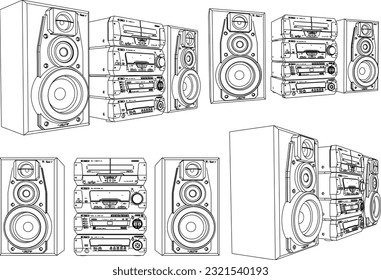 Subwooover sound system cartoon illustration vector sketch