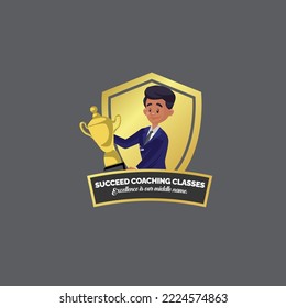Succeed coaching classes vector mascot logo template.