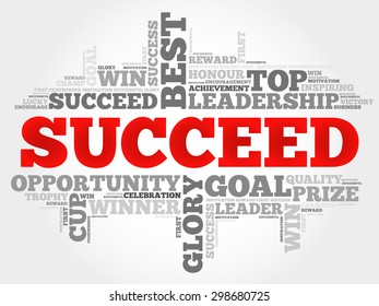 Succeed word cloud, business concept