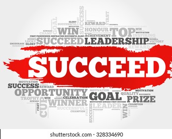 Succeed word cloud, business concept