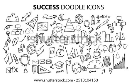 Succes doodle icons vector illustration