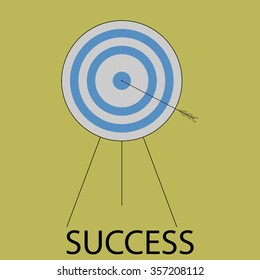 Succes icon flat design. Target and arrow, bulls eye, goal center, strategy sport game and business. Vector art abstract unusual fashion illustration