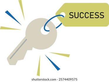 Succes Key Illustration, element for business and self improvement theme. 