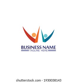 succes logo team work brand and business logo, vector community, unity colorful and friendship , partner teamwork care logo