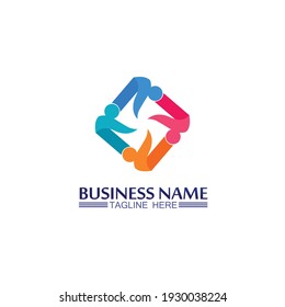 succes logo team work brand and business logo, vector community, unity colorful and friendship , partner teamwork care logo