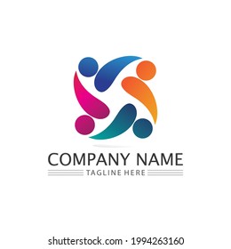 succes people  logo team work brand and business logo, vector community, unity colorful and friendship , partner teamwork care logo