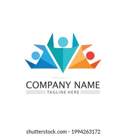 succes people  logo team work brand and business logo, vector community, unity colorful and friendship , partner teamwork care logo