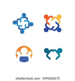 succes people  logo team work brand and business logo, vector community, unity colorful and friendship , partner teamwork care logo