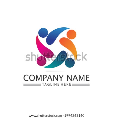 succes people  logo team work brand and business logo, vector community, unity colorful and friendship , partner teamwork care logo