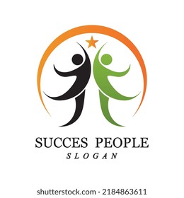 succes people logo vector and illustration template design