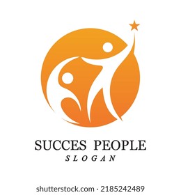 diseño del vector del logotipo de personas de éxito y de la plantilla de ilustración
